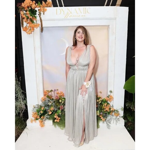 Jonathan Simkhai Gold Lamé Plissé Maxi Gown – Size XS - Picture 9 of 16